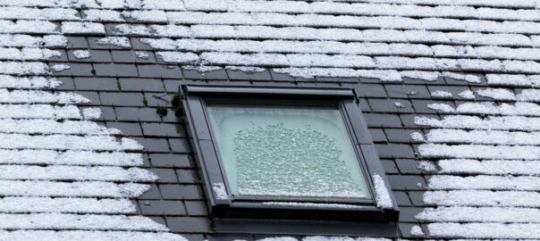 slate roof in winter